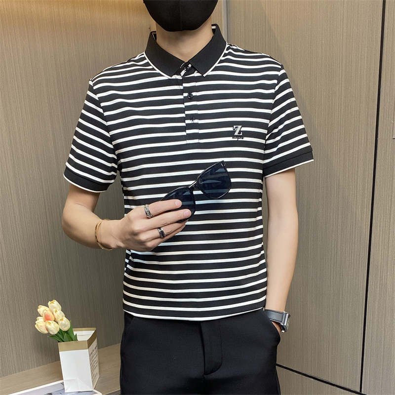 PL043-特P40控65短袖Polo衫男夏季经典条纹翻领半袖T恤男士冰丝棉,男装Polo衫,电商D310B