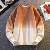 84784-P60美式复古渐变色毛衣男秋冬新款撞色高级感慵懒针织衫，男装针织衫/毛衣，电商D310B
