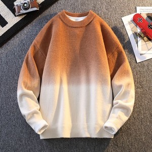 84784-P60美式复古渐变色毛衣男秋冬新款撞色高级感慵懒针织衫图片