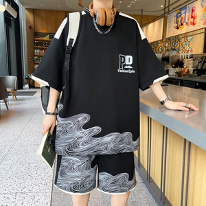 84356-特P50短袖体恤短裤男时尚百搭套装宽松港式潮牌短套图片