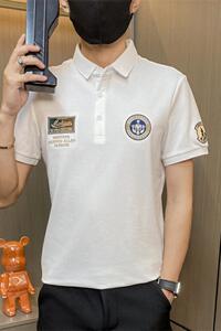 PL050-特P40撞色刺绣t恤男夏季修身短袖polo衫潮流翻领半袖图片