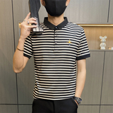 PL3080-P40条纹男士POLO衫短袖修身韩版潮刺绣商务翻领休闲体恤，男装Polo衫，电商D310B