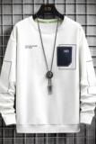 71105-P35长袖t恤男春秋冬款加绒打底衫白色卫衣男士春装潮流衣服，男装卫衣，电商D310（原电商305）