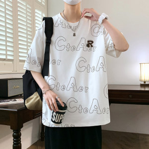 84160-P38学院风短袖t恤男女夏季港风ins潮牌班服炸街翻领半袖图片