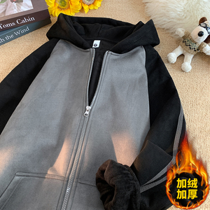 GSY891特P60开衫卫衣男冬季潮牌加绒加厚连帽美式高街重磅外套图片