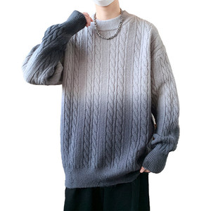 84789-特P70渐变圆领毛衣复古潮牌冬季慵懒风小众套头针织衫男图片