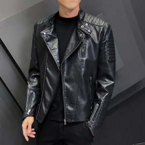 J秋冬新品男式夹克外套青年韩版修身机车服皮衣图片