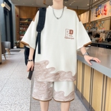 84356-特P50短袖体恤短裤男时尚百搭套装宽松港式潮牌短套，男装休闲套装，电商D310B
