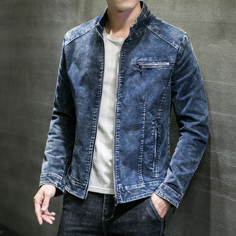 JK1856-P100牛仔外套男复古机车秋装男士潮流春秋立领帅气夹克男,男装夹克,电商D310B