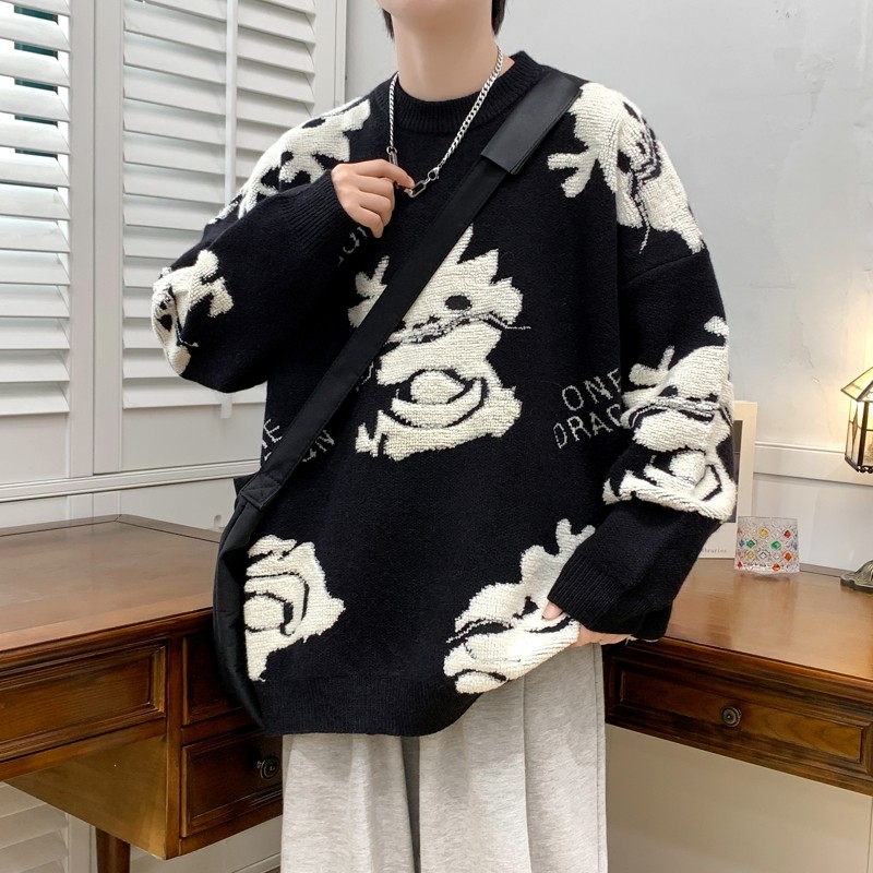 83498-P65秋冬新款休闲毛衣男长袖针织衫港风宽松毛衣打底衫,男装针织衫/毛衣,电商D310B