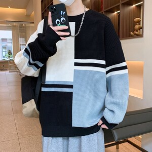 84722-P55 秋冬休闲圆领毛衣男针织打底衫图片