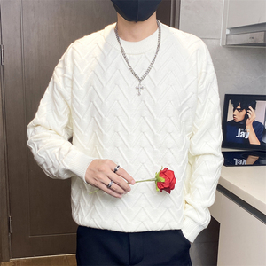 5325-特P68简约潮牌宽松ing肌理感卫衣男生港风毛衣打底衫图片
