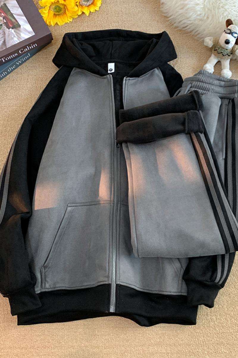 GSY891+K2732-P105麂皮织带卫衣外套男女连帽针织开衫帽衫套装,男装卫衣,电商D310B