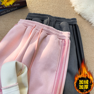 K2732特P45男款秋冬季宽松垂感潮牌美式卫裤运动休闲加绒加厚长裤图片
