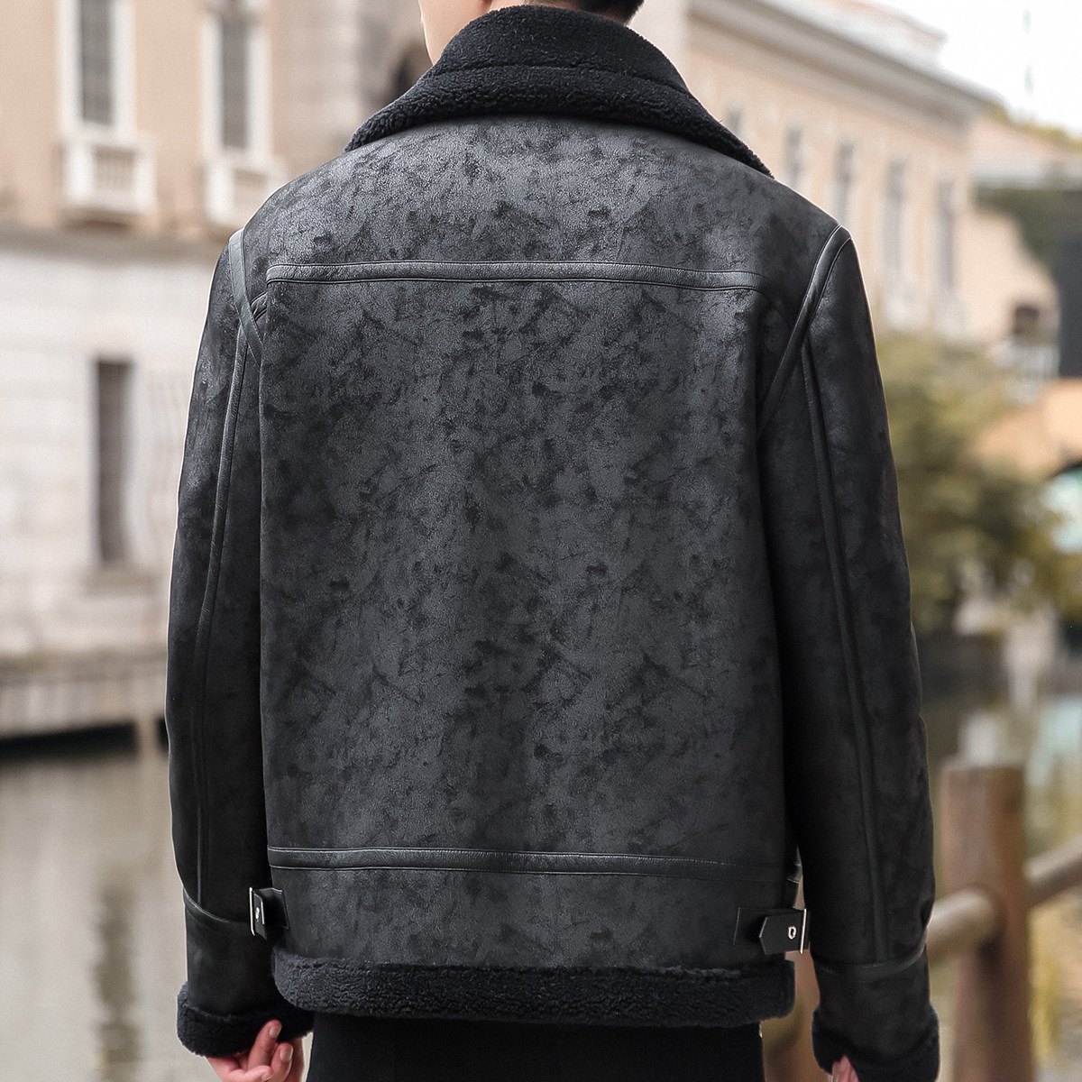 68801-P208pu皮棉衣男士冬季加厚棉服韩版机车皮夹克羊羔毛外套,男装皮衣,电商D310B