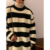 M857-P50日系撞色条纹圆领针织衫男潮牌街头宽松情侣百搭毛衣，男装针织衫/毛衣，电商D310B