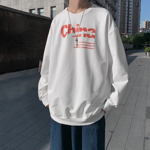8551卫衣男港风ins潮春秋季印花长袖上衣潮牌宽松圆领情侣图片