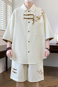 TZ24326-特P60风夏季潮短袖衬衣休闲短裤运动套装潮图片