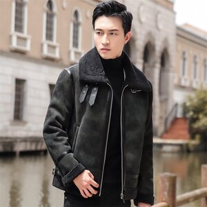 68802-P208羊羔毛外套秋冬季加厚男夹克皮毛一体机车棉服棉衣图片