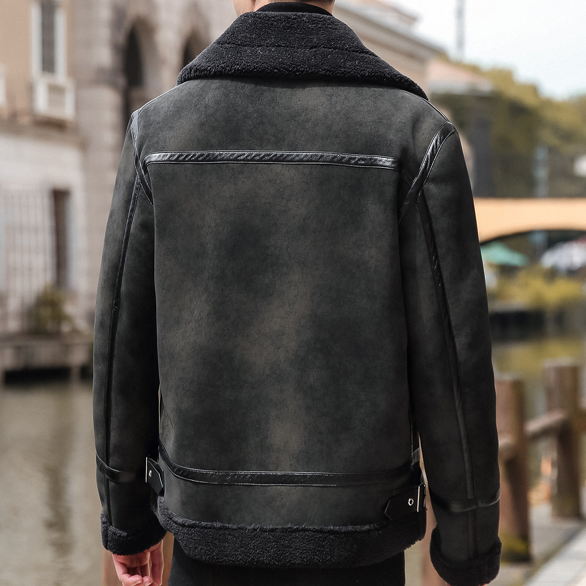 68802-P208pu皮棉衣男士冬季加厚棉服机车皮夹克羊羔毛外套,男装皮衣,电商D310B