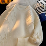 8302-特P58美式复古潮牌破洞情侣毛衣男女款设计感高街针织衫，男装针织衫/毛衣，电商D310B