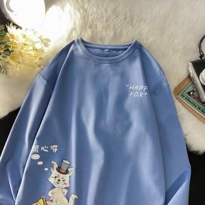中性风2123-P30卫衣流潮牌韩版薄款套头衫港风宽松卡通ins印,黑色连体百褶裙搭配什么上衣图片