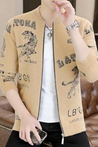 79948-P65毛衣开衫外套男春秋款修身美式休闲透气针织衫线衣男图片