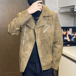 JK898-P100男士皮衣外套韩版潮流修身机车服加绒夹克男装上衣服,冬天男生衣服搭配大全图片