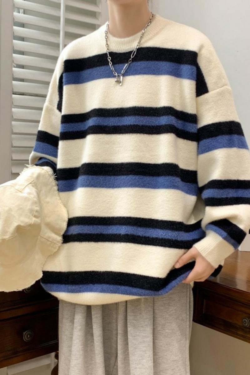 76952-P65秋冬新款休闲毛衣男长袖针织衫港风宽松毛衣打底衫,男装针织衫/毛衣,电商D310B