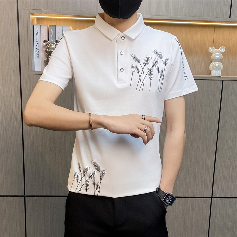 PL010-特P35控55T恤男薄款修身韩版短袖polo衫男士牌麦穗设计,男装Polo衫,电商D310B