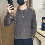 8525-特P40男士圆领针织衫加厚保暖纯色套头线衣打底衫帅气，男装针织衫/毛衣，电商D310B