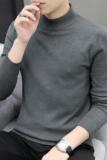 78002纯色半高领针织打底长袖衫保暖百搭男士修身套头毛，男装针织衫/毛衣，电商D310（原电商305）