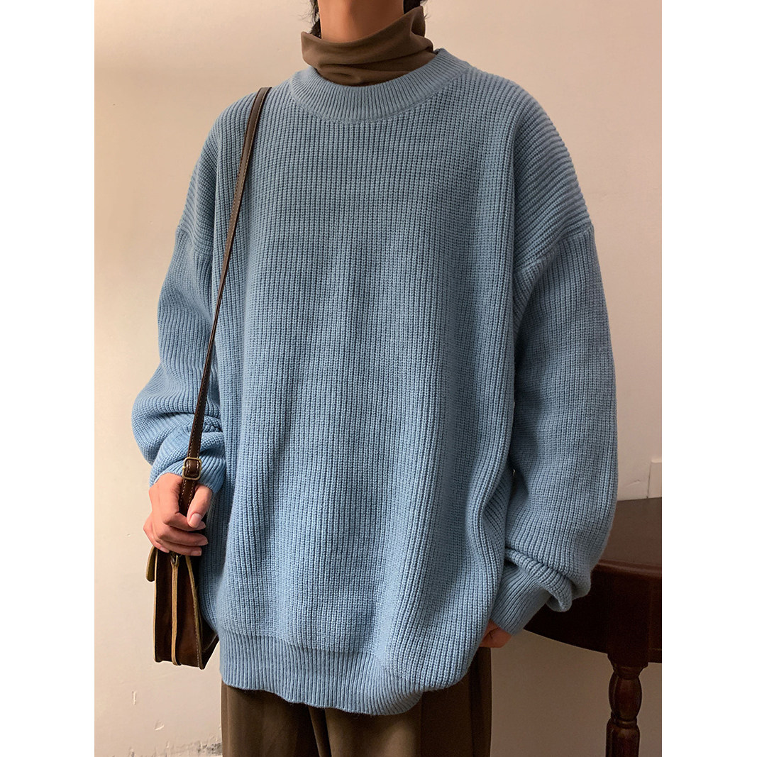 M869-特P50纯色毛衣男ins韩版潮港风日系宽松百搭潮流灰色针织衫,男装针织衫/毛衣,电商D310B