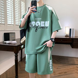 TZ24357-特P50运动套装男夏季青少年潮流短袖短裤高中学生帅气，男装T恤，电商D310B