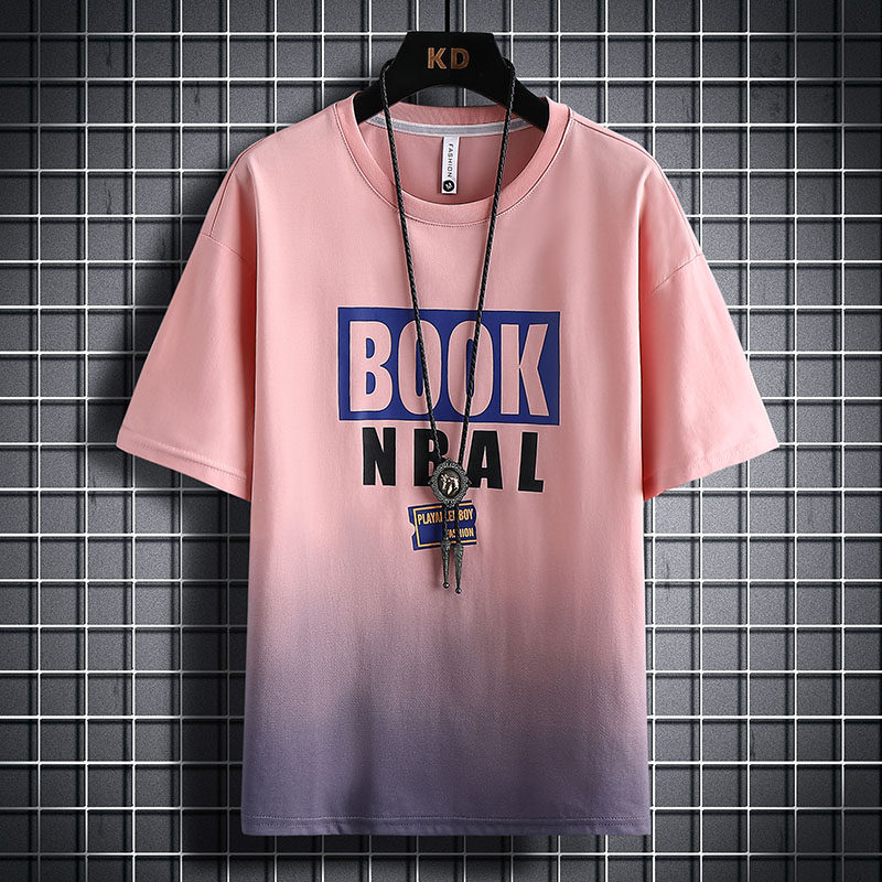 83326-P38短袖t恤男夏季潮牌渐变五分半袖大童宽松衣服青少年体恤,男装T恤,电商D310B