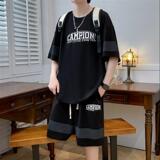 TZ23638-P42夏季短袖T恤男套装休闲两件套，男装T恤，电商D310B