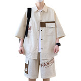 TZ24311-特P55夏季休闲衬衫套装男青少年潮牌短袖短裤初中学生，男装衬衫，电商D310B