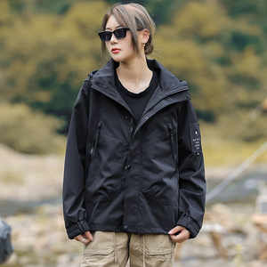 JK581-特P80连帽廊型宽松山系冲锋衣登山服情侣外套夹克三防外套图片