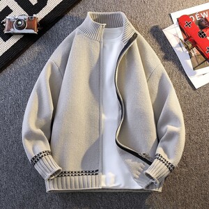 84882-P75立领拉链开衫毛衣男秋季美式线衣高级感针织衫外套图片
