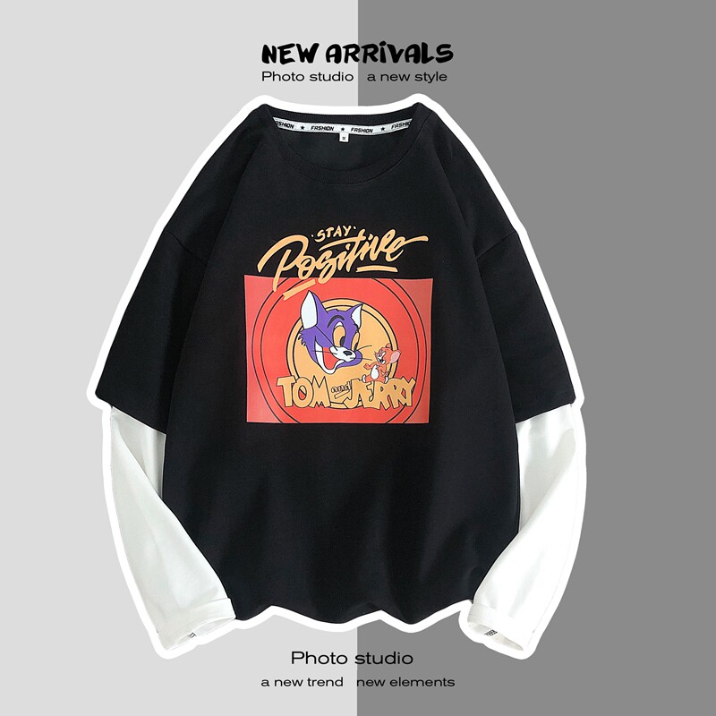 8518-P45情侣秋装新款卡通涂鸦印花卫衣学生宽松外套班服潮流,男装卫衣,电商D310（原电商305）