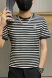 TX158-P35夏季男圆领短袖社会小伙潮流紧身体桖精神修身条纹t恤，男装T恤，电商D310B