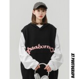 2902-P50连帽针织马甲背心男女秋冬新款时尚宽松坎肩毛衣外套，男装背心/马甲，电商D310B