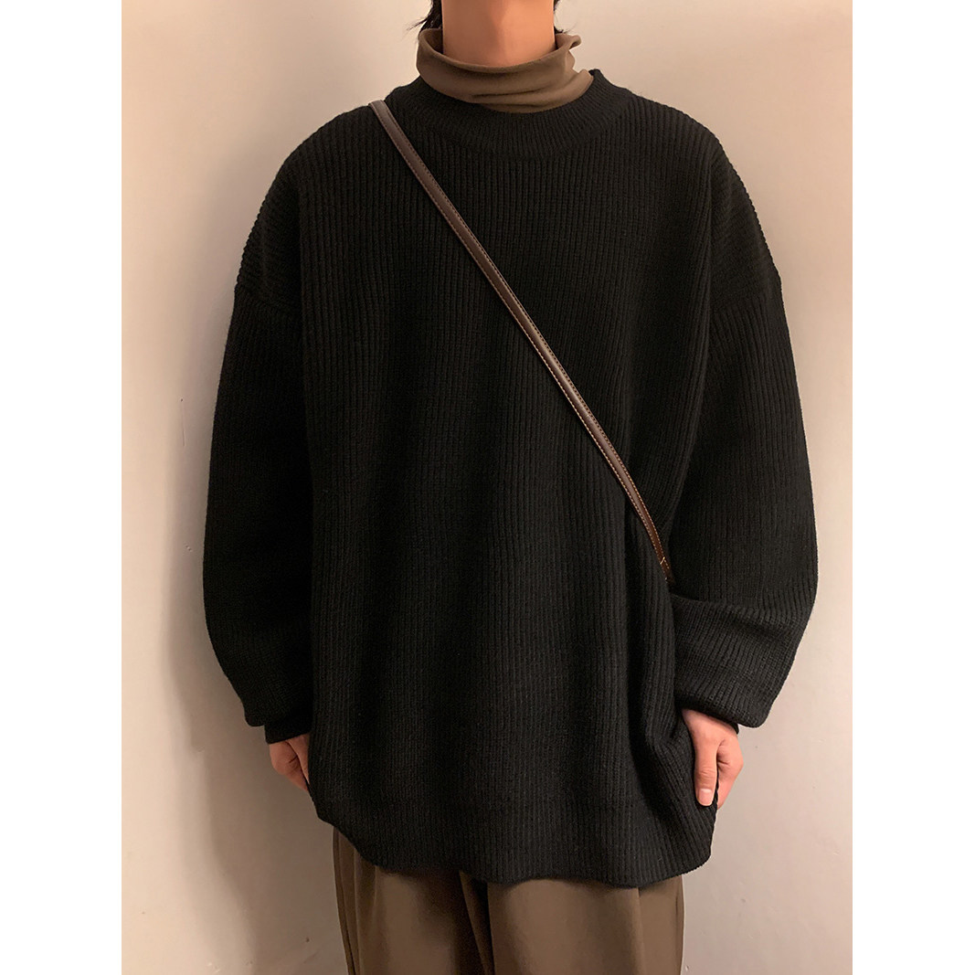 M869-特P50纯色毛衣男ins韩版潮港风日系宽松百搭潮流灰色针织衫,男装针织衫/毛衣,电商D310B