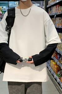8521-P40圆领卫衣男春季ins潮牌港风外套设计感春秋潮流宽松