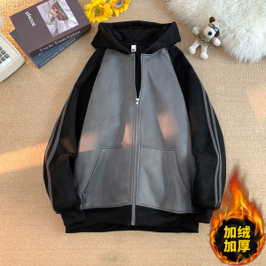 GSY891特P60开衫卫衣男冬季潮牌加绒加厚连帽美式高街重磅外套图片
