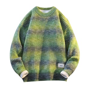 84778-P65美式复古条纹毛衣外套男女秋冬季潮牌百搭情侣宽松保暖图片