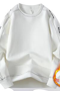9009R-P55长袖t恤男纯色秋冬季保暖内搭打底衫圆领加绒加厚卫衣图片