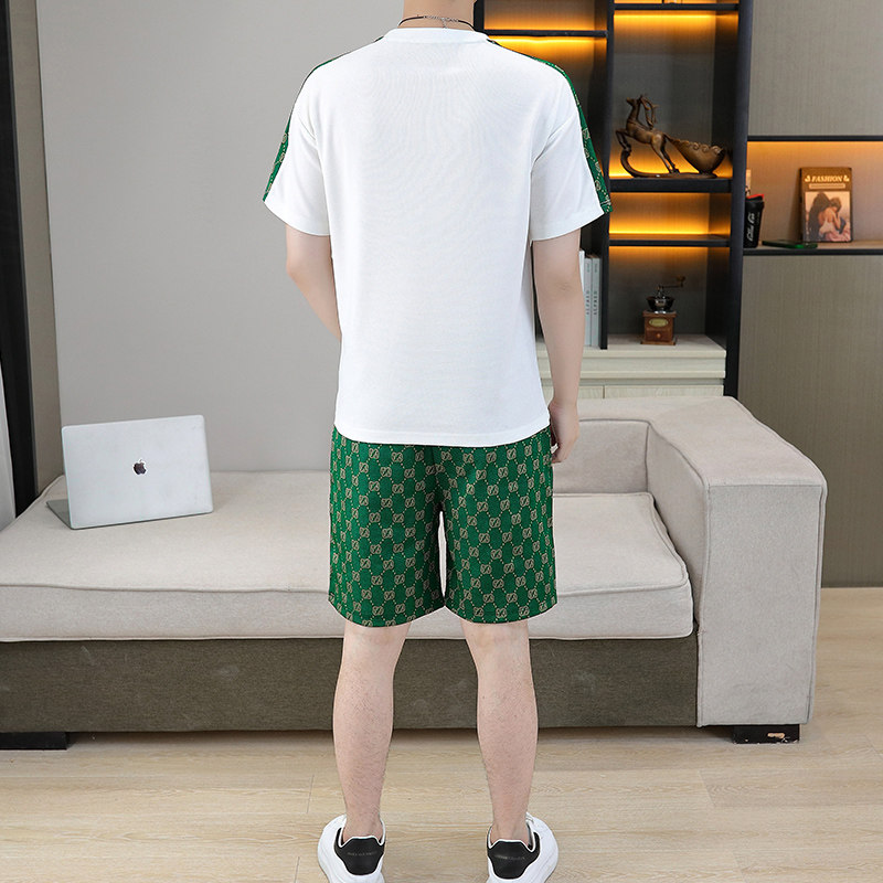 83672-P65欧货短袖t恤休闲套装男潮牌2024夏季新款男士短裤两件套,男装T恤,电商D310B