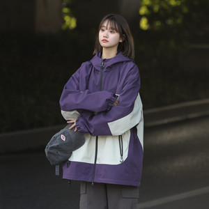 JK0129-P85春季新款中性风三防户外夹克男连帽冲锋衣外套