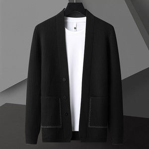 现货83807-P75男士针织衫时尚潮流休闲百搭开衫韩版帅气V领修身图片